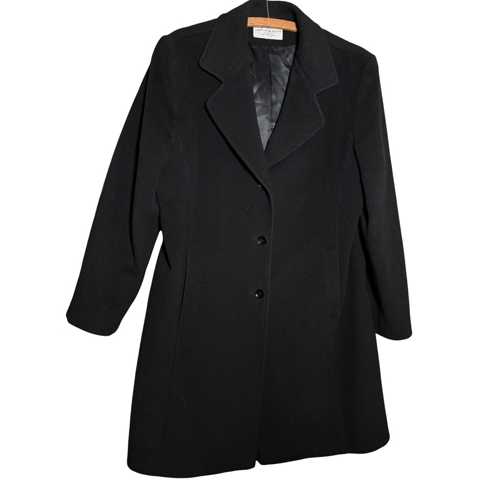 Larry Levine Nordstrom Lambswool Cashmere 3Button Trench Coat Women 14 Old Money